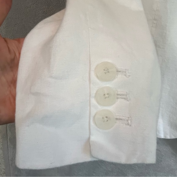 Banana Republic Women's White 100% Linen Blazer Sz 12 2 Button Front Coastal - Picture 7 of 15